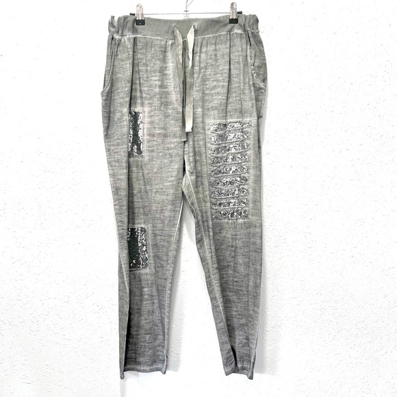 Made in Italy Gray Tapered Track Pants with Elastic Waistband L/XL - Picture 1 of 9